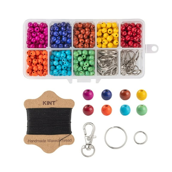DIY Fidget Toy Making Kits Including Turquoise Round Beads Strands Alloy Swivel Clasps Iron Split Key Rings & Jump Rings Waxed Nylon Cord Platinum Beads: 8strands