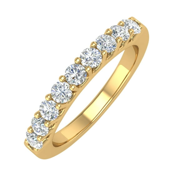 1/2 Carat Natural Diamond Wedding Band Ring in 14K Yellow Gold (Ring Size 6.75) (I1-I2 Clarity)