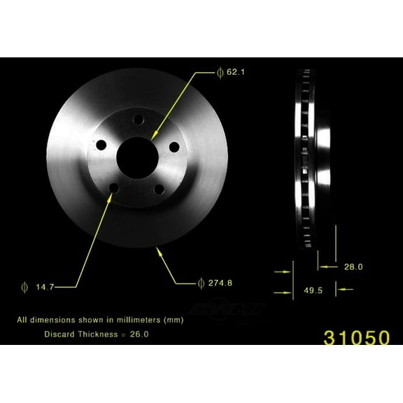 BENDIX PRT1723 Bendix Brake Rotor Fits select: 1993-1997,2002-2006 TOYOTA CAMRY