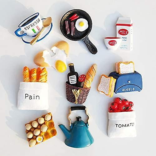 Juego de 10 imanes para nevera, pegatinas para nevera con imán de resina 3D, imanes con forma de comida bonita, pegatinas para nevera para el hogar, forma de comida bonita creativa magnética