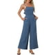 thumbnail image 2 of INSPIRAR CHIC Mono de Lino para Mujeres Casual con Tirantes Espagueti Sin Mangas y Piernas Anchas XL Azul Oscuro, 2 of 6