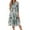 Cyan, variant on WTOBBY Women's Stylish Round Neck Floral Print 3/4 Sleeve Midi Dress, Modern Digital Pattern Dress with Casual Elegance for Everyday Wear,Blue L