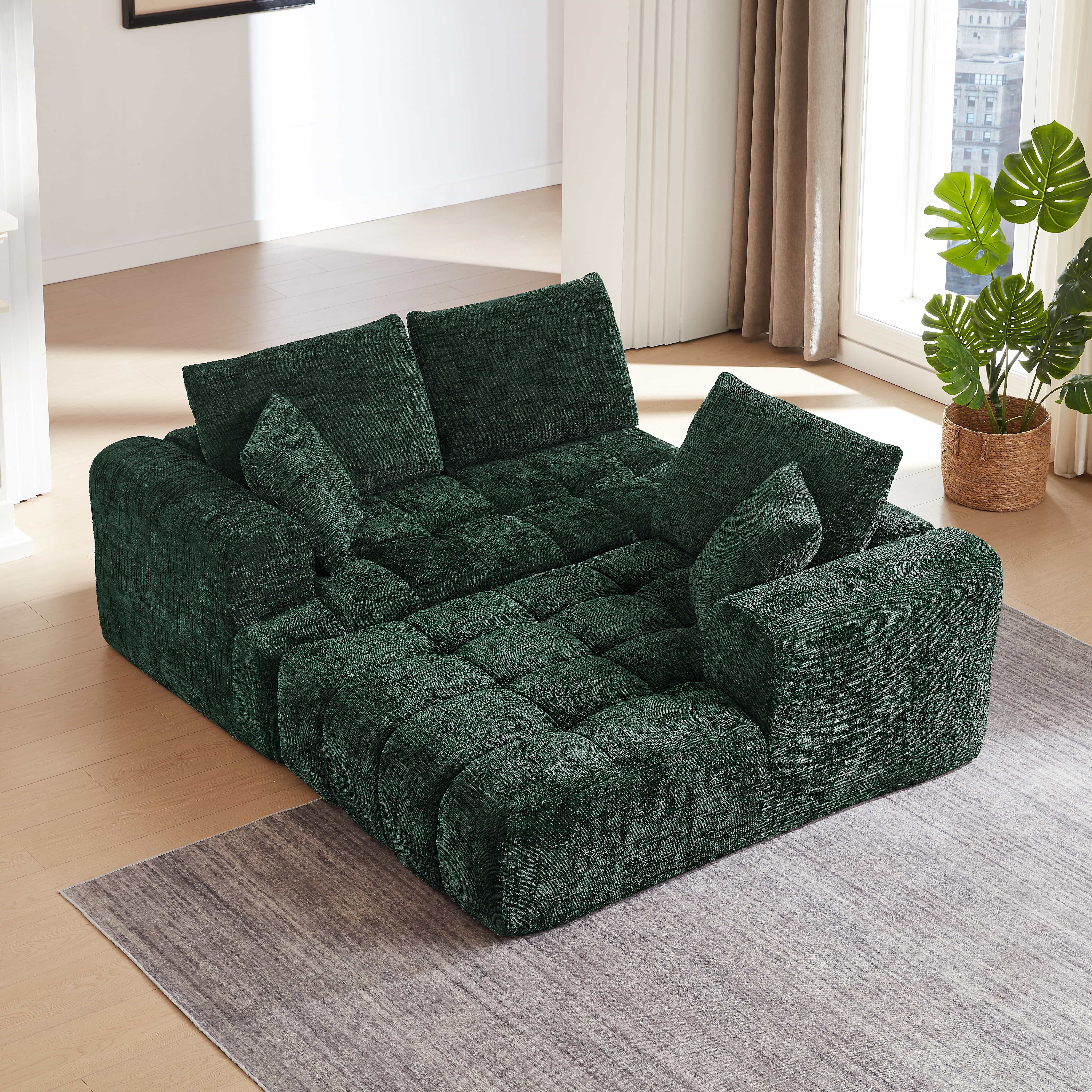MAYEERTY Chenille L-Shape Oversized Sectional Sofa, Minimalist & Luxury for Apartment, 108×63" Green