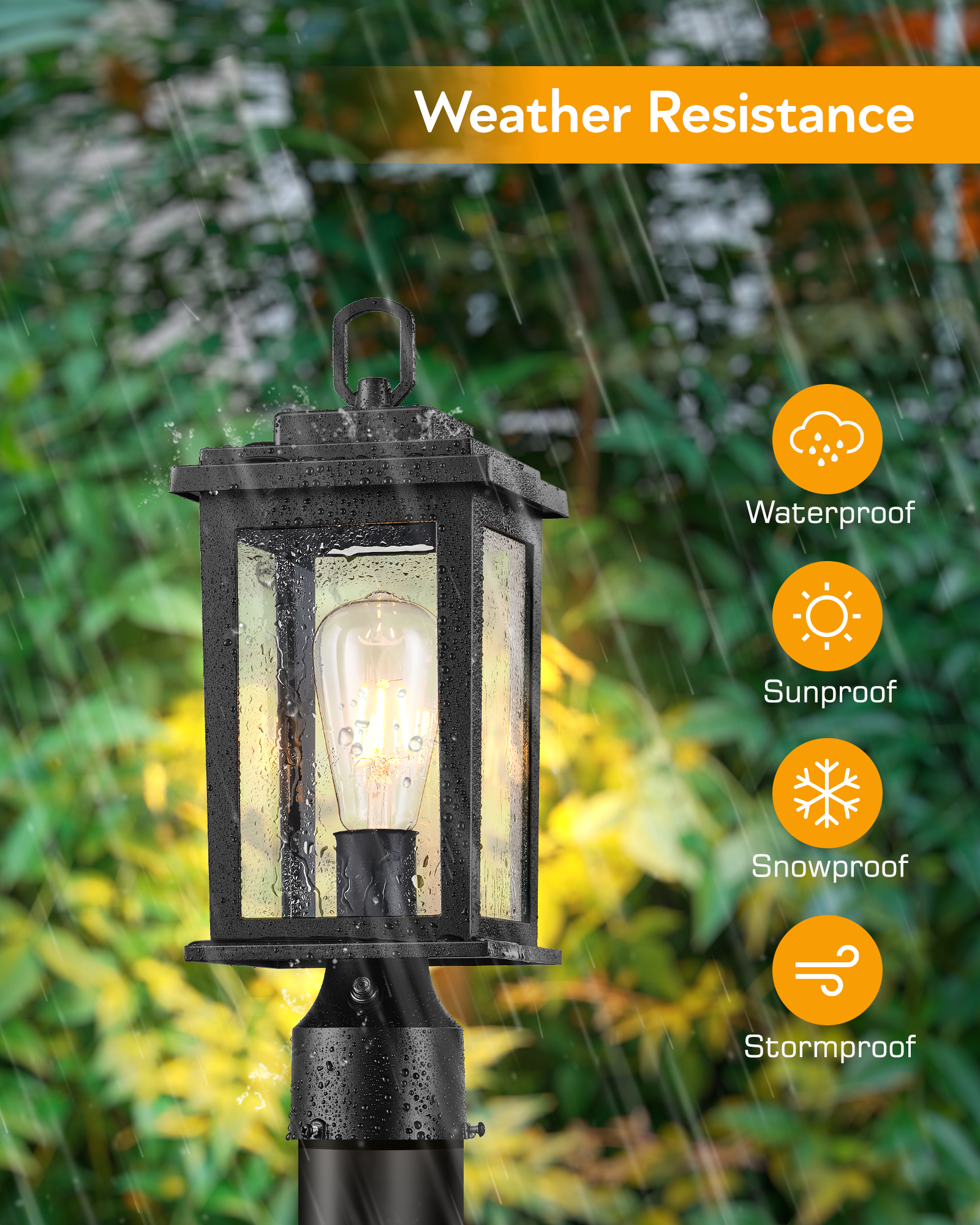 VIANIS Outdoor Post Lights, Black Post Lights Outdoor Dusk to Dawn, Pole Lights Outdoor with Tempered Glass, Outside Post Lights for Driveway, Entryway, Anti-Rust, Aluminum (Hardwired,Non-Solar)