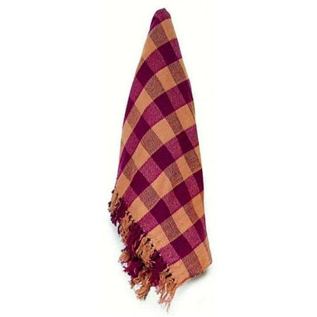 Cotton Throw, Burgundy Check