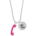 thumbnail image 1 of Delight Jewelry Hot Pink Telephone Silvertone Script Initial Disc - Q - Charm Necklace, 20"+3", 1 of 4