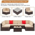 thumbnail image 3 of Clearance! 7 Piece Patio Dining Set, 6 Rattan Wicker Chairs and Glass Table, All-Weather Patio Conversation Set with Cushions for Backyard, Porch, Garden, Poolside, L4495, 3 of 10