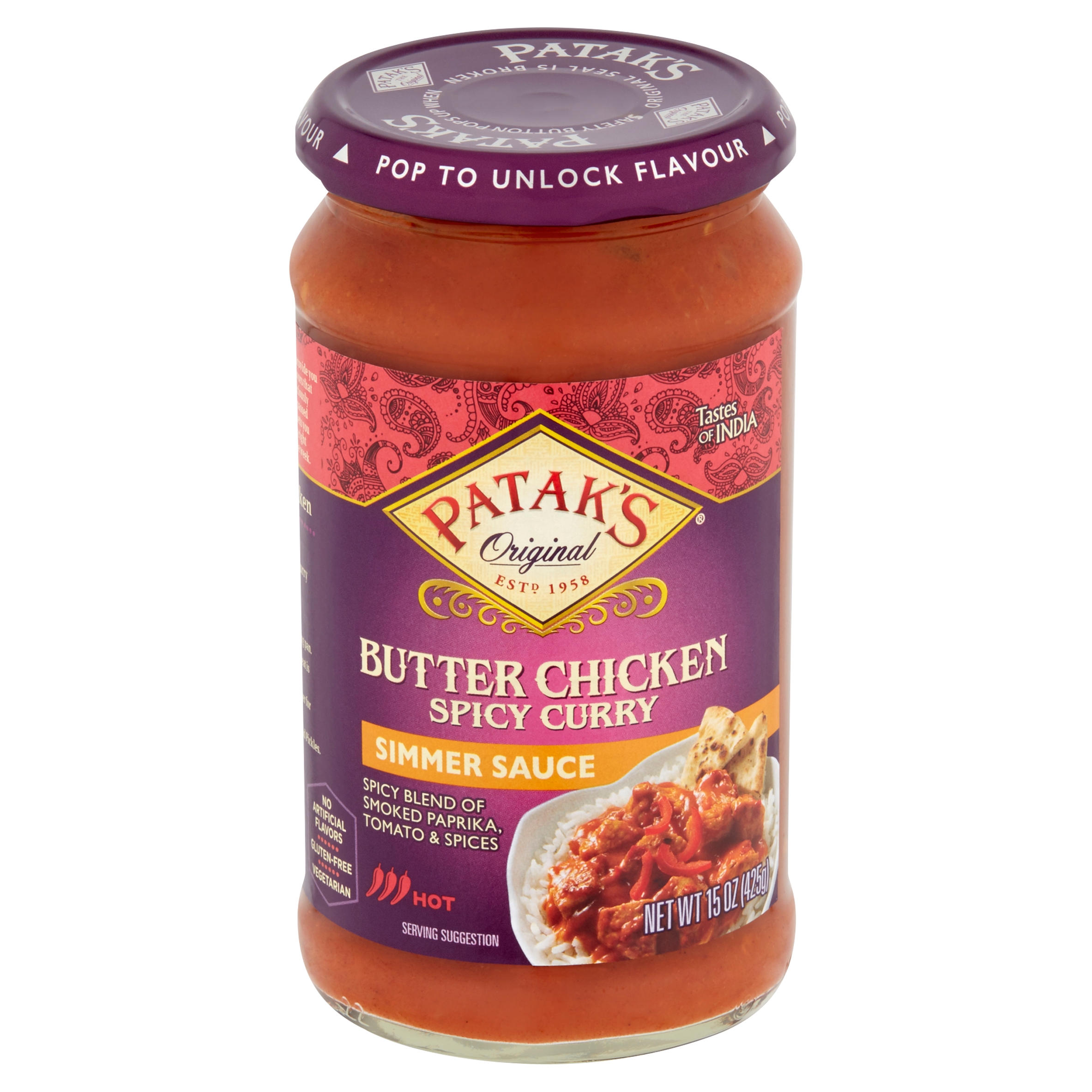 Patak&amp;#39;s Original Butter Chicken Spicy Curry Simmer Sauce, 15 oz ...