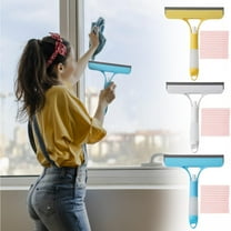 3 in 1 Spray Squeegee, Window Cleaning Squeegee with Microfiber Scrub 3 in 1 Window Squeegee Cleaner, Spray Window Squeegee Cleaner Tool with Rag, for Car, Home, Kitchen Window, White