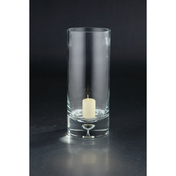 12" Clear Hand Blown Cylinder Glass Candle Holder