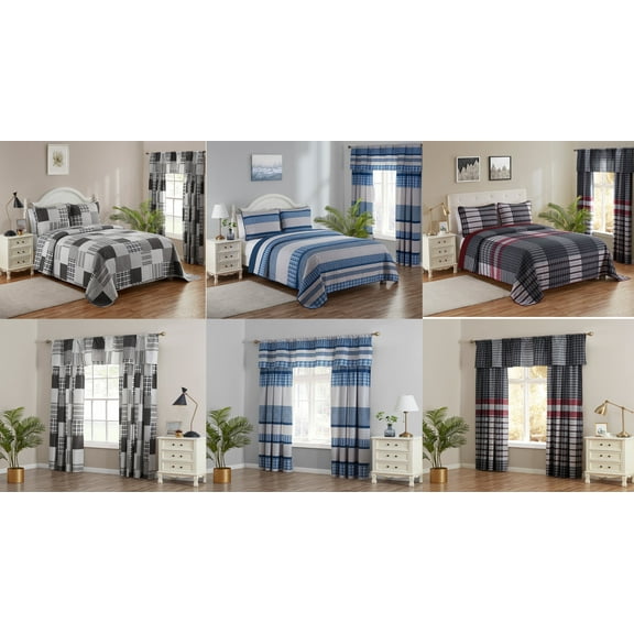 Legacy Decor 2 Pcs Quilt Reversible Bedspread Coverlet Red & Black Patchwork Design Ultra Soft Microfiber Oversized Twin, All Ages.