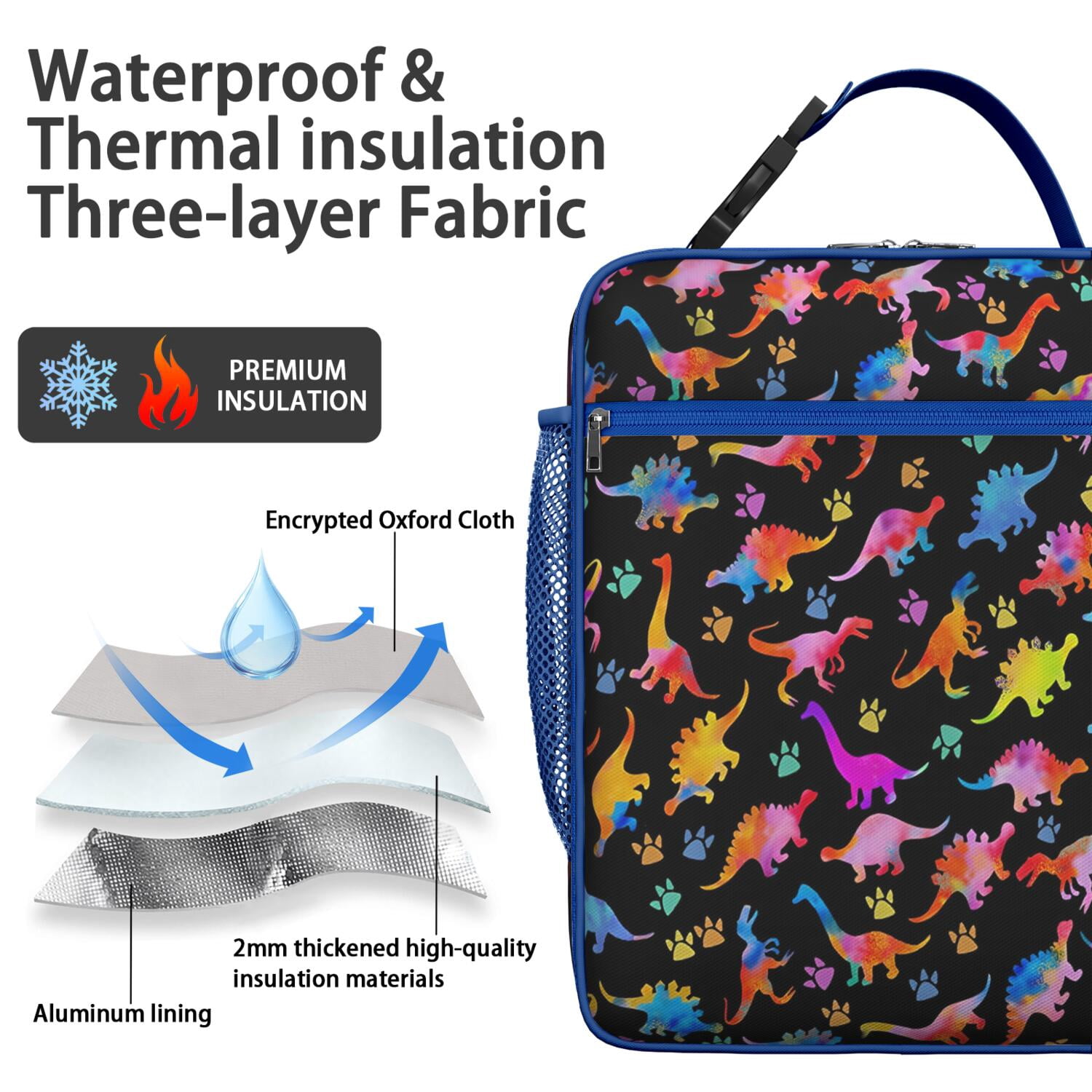 Minimalist Dinosaur Aesthetic Lunch Bag, Hand-Drawn Dino in Forest Pattern, Insulated Bento Tote for School, Office, Picnic, Cute Dino Lover Gift