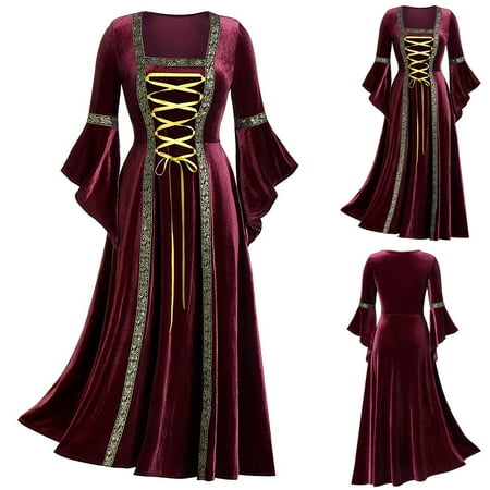 UPPADA Victorian Ball Gown for Women Festival Dress Vintage Maxi Dress Party Retro Dress Lace Up Corset Court Dresses Flare Sleeve Masquerade Party Floor Length Gothic Dress Sales Online Shopping