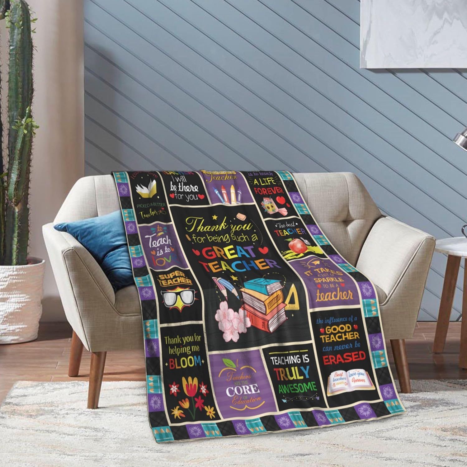 Teacher Gifts, Gifts for Teachers, Thank You Teacher Gifts Blanket 60"X50", Teacher Appreciation Gifts, Teacher Gifts for Teacher''s Day Birthday Graduation, Teacher Valentine