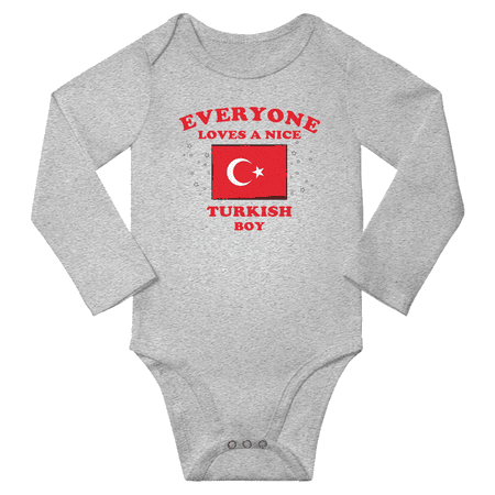 

Everyone Loves a Nice Turkish Boy Baby Long Slevve Romper Bodysuit (Gray 3-6 Months)