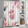 thumbnail image 6 of Pink Flamingo Shower Curtain Set, Waterproof Shower Curtains for Bathroom, Watercolor Flowers Spring Floral Washable Fabric Cloth Bath Curtain for Bathtub Decoration with Hooks 66x72 Inches, 6 of 9