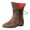 Brown, variant on Wide Calf Boots for Women Side Lace up Flats Casual Soft Leather Short Booties Round Toe Mid Calf Boots