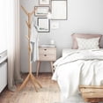 thumbnail image 4 of Coat Rack, Oxkers Coat Rack Stand Wood, Super Easy Assembly NO Tools Required, Free Standing Coat Rack with 4 Tiers, 8 Hooks, Solid Feet, Coat Hanger Stand for Home Office Hall Entryway, 4 of 16