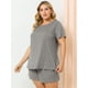 thumbnail image 3 of Conjunto De PijaManCorLunares RoDe Dormir TalGrande PaMujer  Gris 3XL, 3 of 6
