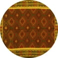 thumbnail image 1 of Ahgly Company Indoor Round Oriental Yellow Traditional Area Rugs, 5' Round, 1 of 4