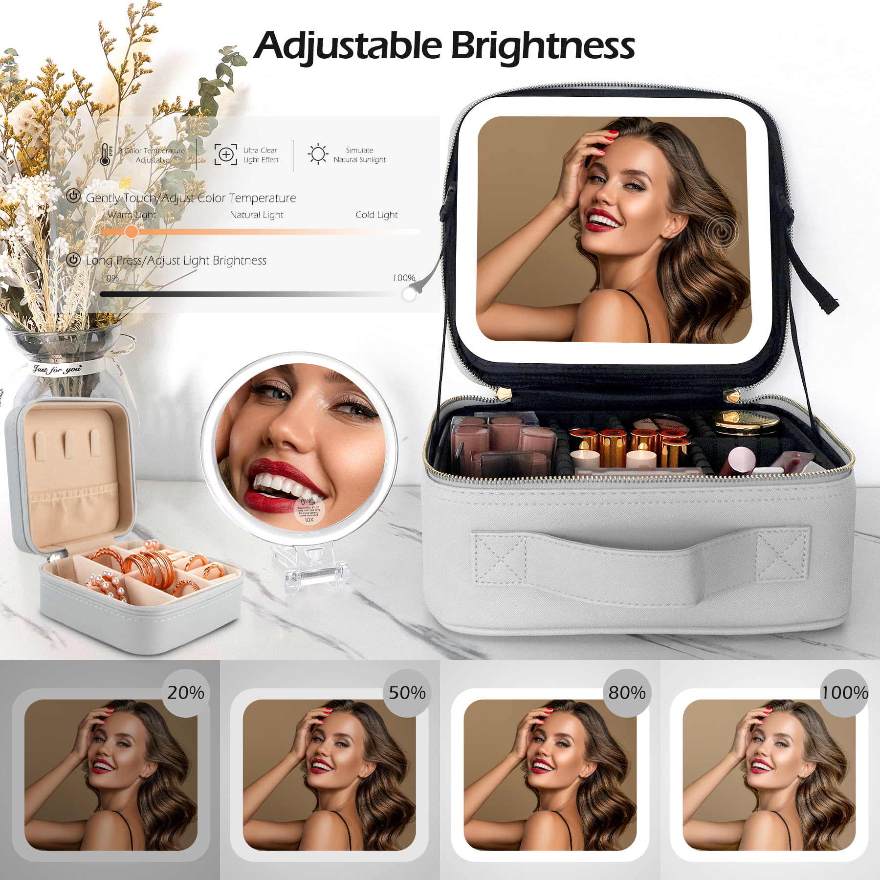  MOMIRA Travel Makeup Case with Large Lighted Mirror