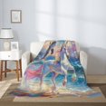 thumbnail image 2 of Disketp Dolphin Rainbow Horse Cozy Flannel Fleece Throw Blanket: Has a velvety texture for All Seasons - Perfect for Women, Men, & Kids"50"x40", 2 of 6