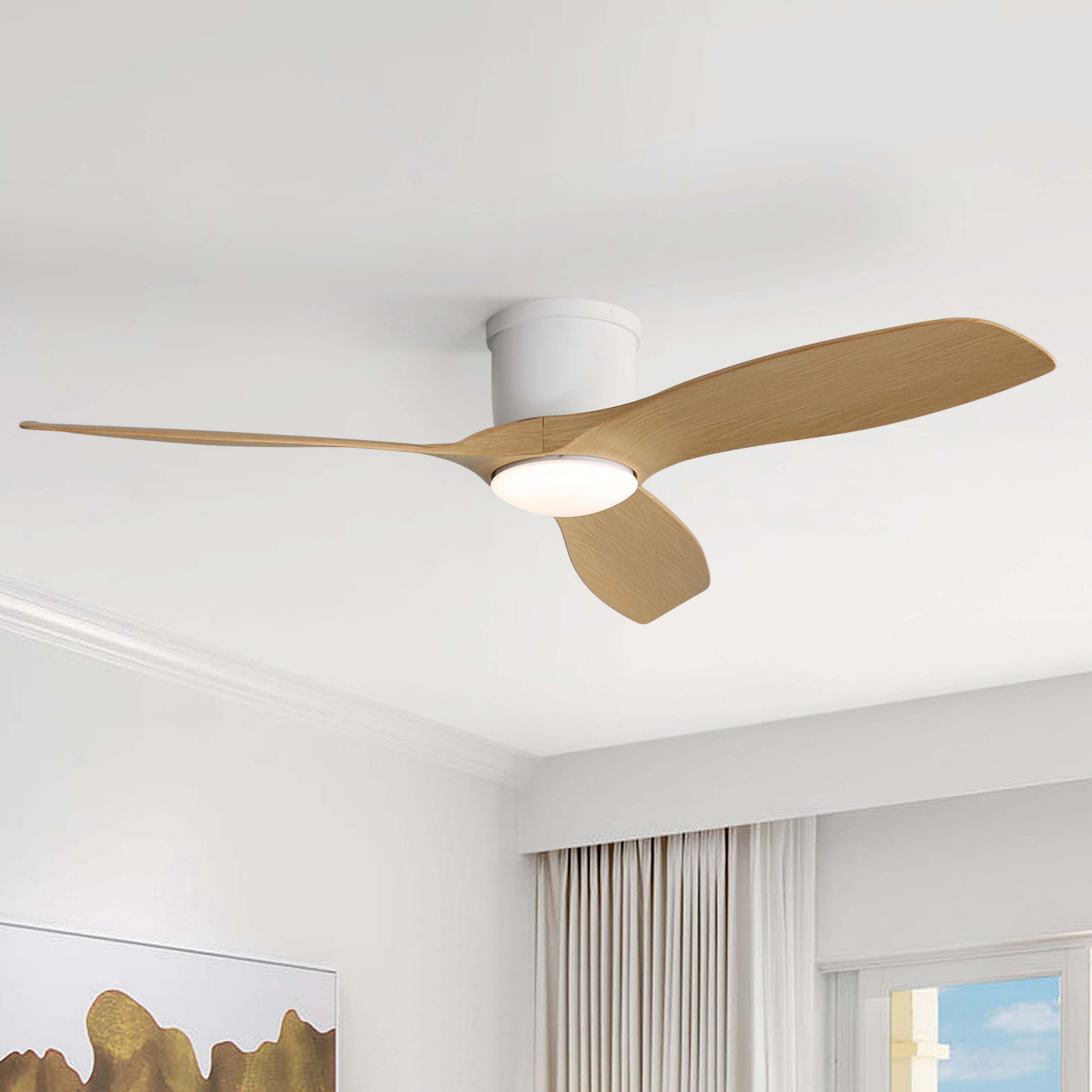 Sofucor Ceiling Fan 52-Inch Flush Mount Ceiling Fan with Integrated LED Light and Remote Control,Smart Ceiling Fan