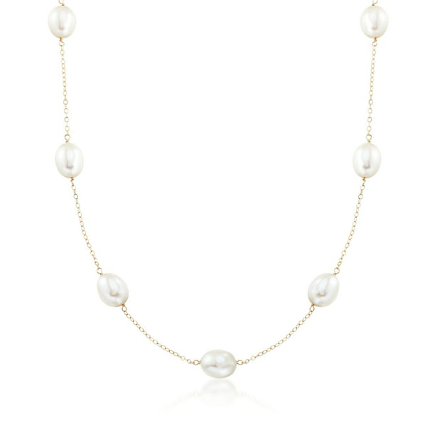 Ross-Simons - Ross-Simons 9-9.5mm Cultured Pearl Station Necklace in ...
