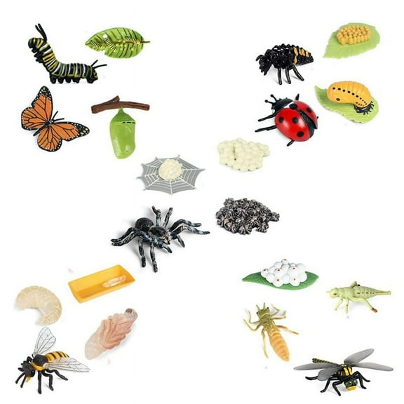 Life Figurines of Butterfly Spider Bee , Plastic Insect Bug Figures Toy, School Project