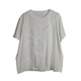 thumbnail image 1 of Camiseta de manga corta estilo Hong Kong de moda Nueva camiseta de verano con cuello redondo y flores en 3D Modelo básico versátil Top sencillo de moda, 1 of 4