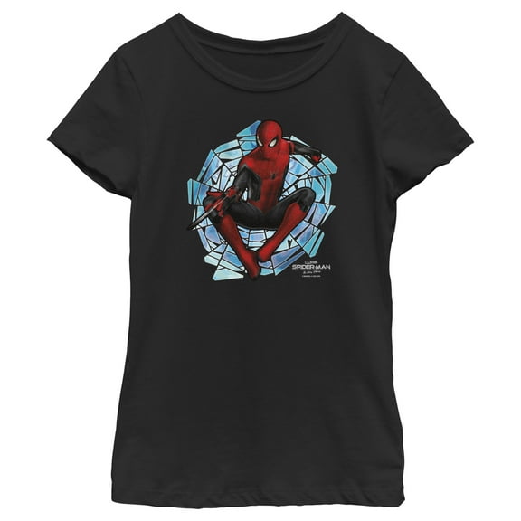 Girl's Marvel Spider-Man: No Way Home Spinning Webs  Graphic Tee Black Small