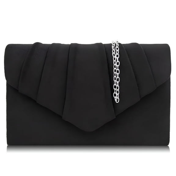 GASTROPOD Women Evening Bag Suede Pleated Clutch Purse Envelope Clutches (Black)