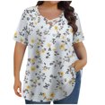 thumbnail image 1 of Womens Fashion Summer Printed Plus Size Short Sleeve V-Neck Blouses, 1 of 8