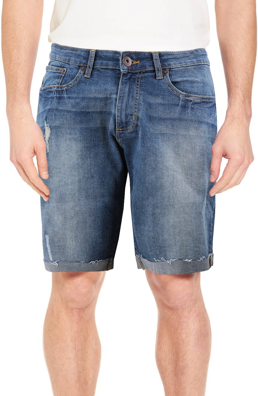 mens distressed jean shorts