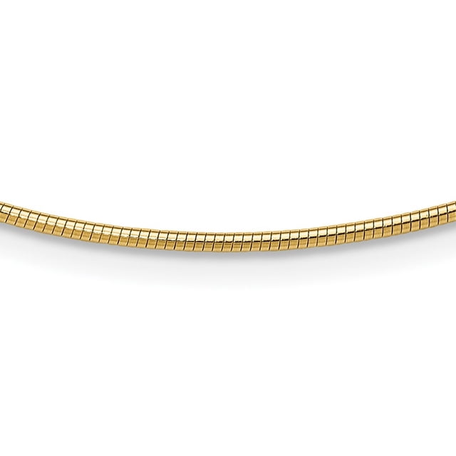 Diamond2Deal Collier Omega Rond en Or Jaune 14K 1.4 mm pour Femmes 16 Pouces