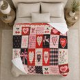 thumbnail image 5 of Romantic Patchwork Hearts On Sofa With Pumpkins Cozy Rustic Flannel Blanket For Women Valentine's Day Gift Soft Home Decor In Living Room Bedroom, 5 of 9