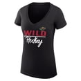 thumbnail image 2 of Women's G-III 4Her by Carl Banks Black Minnesota Wild Super-Slim Fit Lightweight Graphic V-Neck T-Shirt, 2 of 3