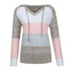 thumbnail image 5 of Pntutb moda mujer Casual Patchwork cuello pico manga larga con capucha suéter blusa tops Pntutb Pntutb-3317, 5 of 6
