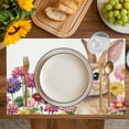 thumbnail image 4 of Easter Bunny Placemats Set of 8, Spring Colorful Daisy Flowers Rabbit Rustic Placemats for Dining Table, Place Mats for Kitchen Tabletop, Waterproof Wipeable Dining Table Mats Set, 4 of 9