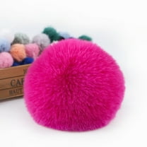 XmhyTop-A 10 Pcs Faux Fur Pom Pom Fluffy Balls,with Tiny Cord for Hat Shoes Hair Pins Earrings Necklace Accessories,3.9inch,Dark Pink