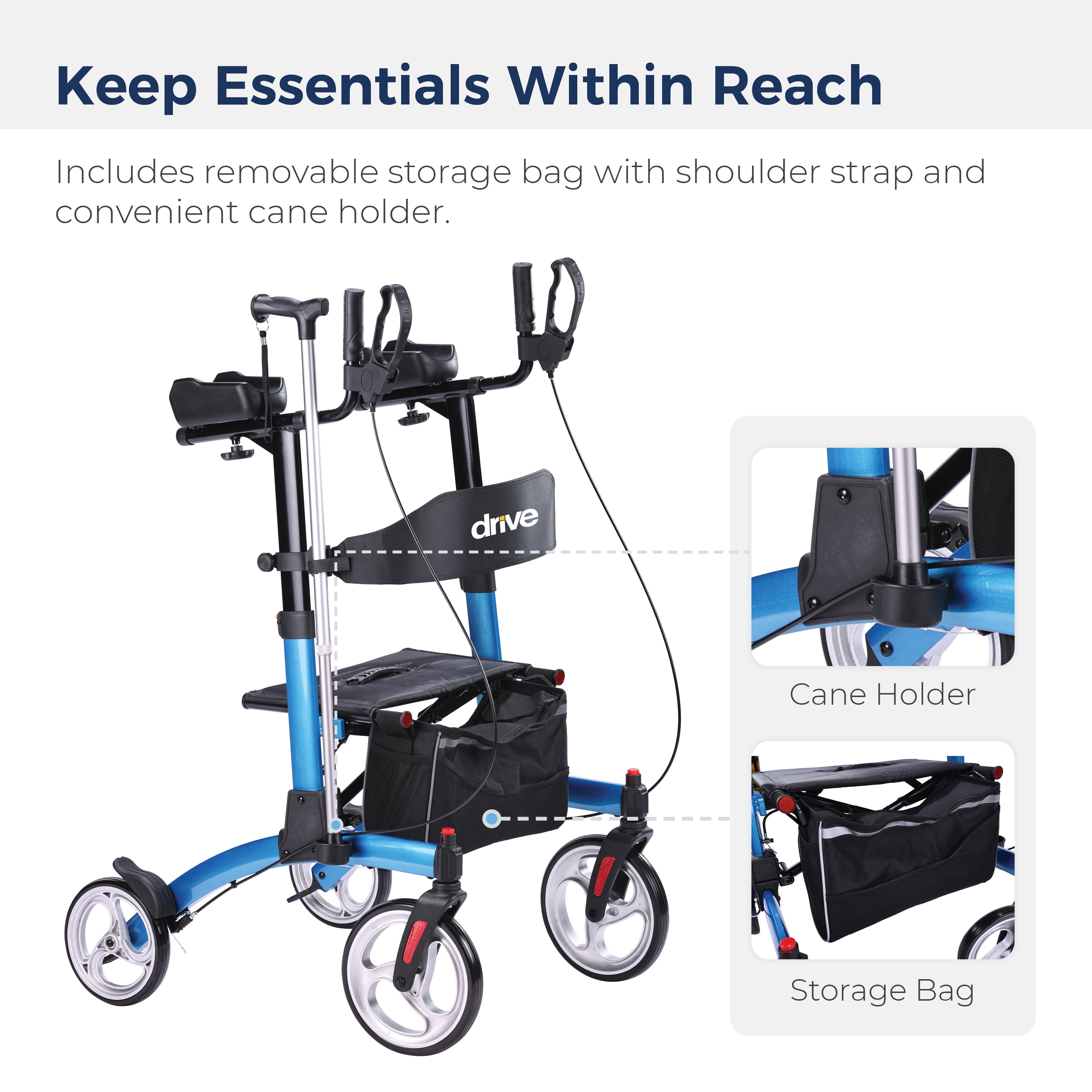 Drive Medical Elevate Upright Walker, Blue