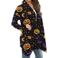 thumbnail image 4 of Ounisa Women's Knitting Cardigan Thanksgiving Halloween Cat Pumpkin Ancient Castle Bat Moon Gradient Printed Long Sleeve Casual Tops Cardigan Outerwear Coat Jacket, 4 of 6