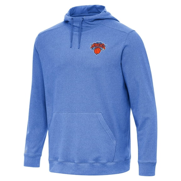 Men's Antigua Heather Blue New York Knicks Cloud Pullover Hoodie