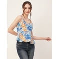 thumbnail image 3 of Moomaya Printed Peplum Tops For Women, Noodle Strap Blouse Top W/ Styles Back, 3 of 9