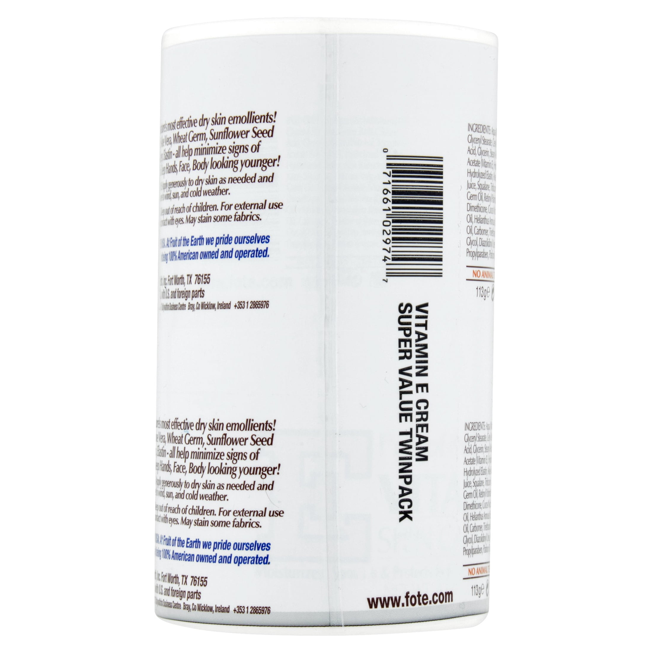 Fruit of the Earth Vitamin E Skin Care Cream Super Value, 4 Oz., 2 pack