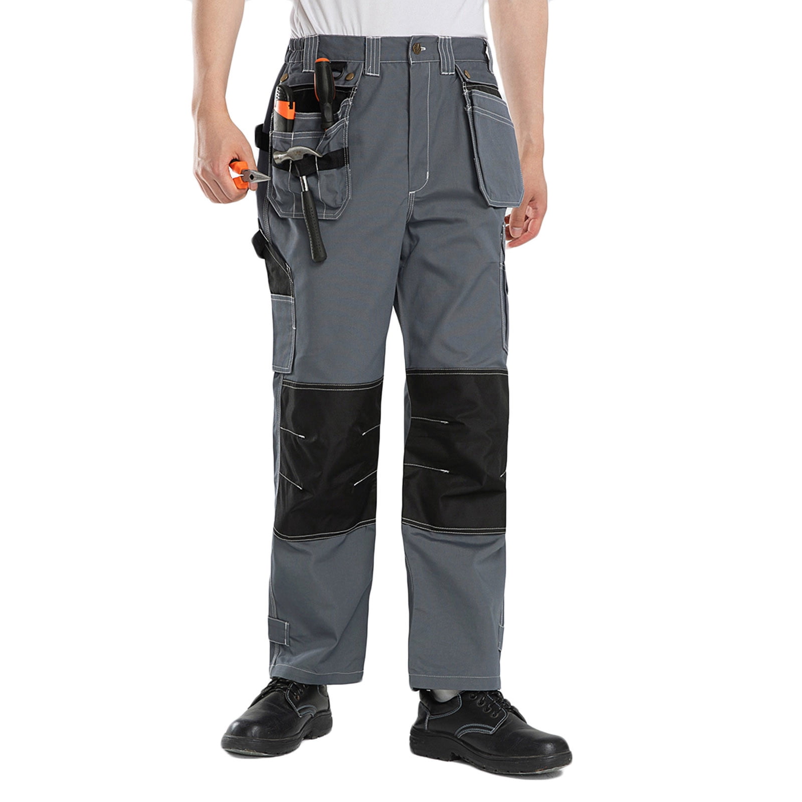 Under $10 Mens Cargo Construction Pants Wear Safety Pants with Knee Pads and Tool Pockets for Work and Outdoor