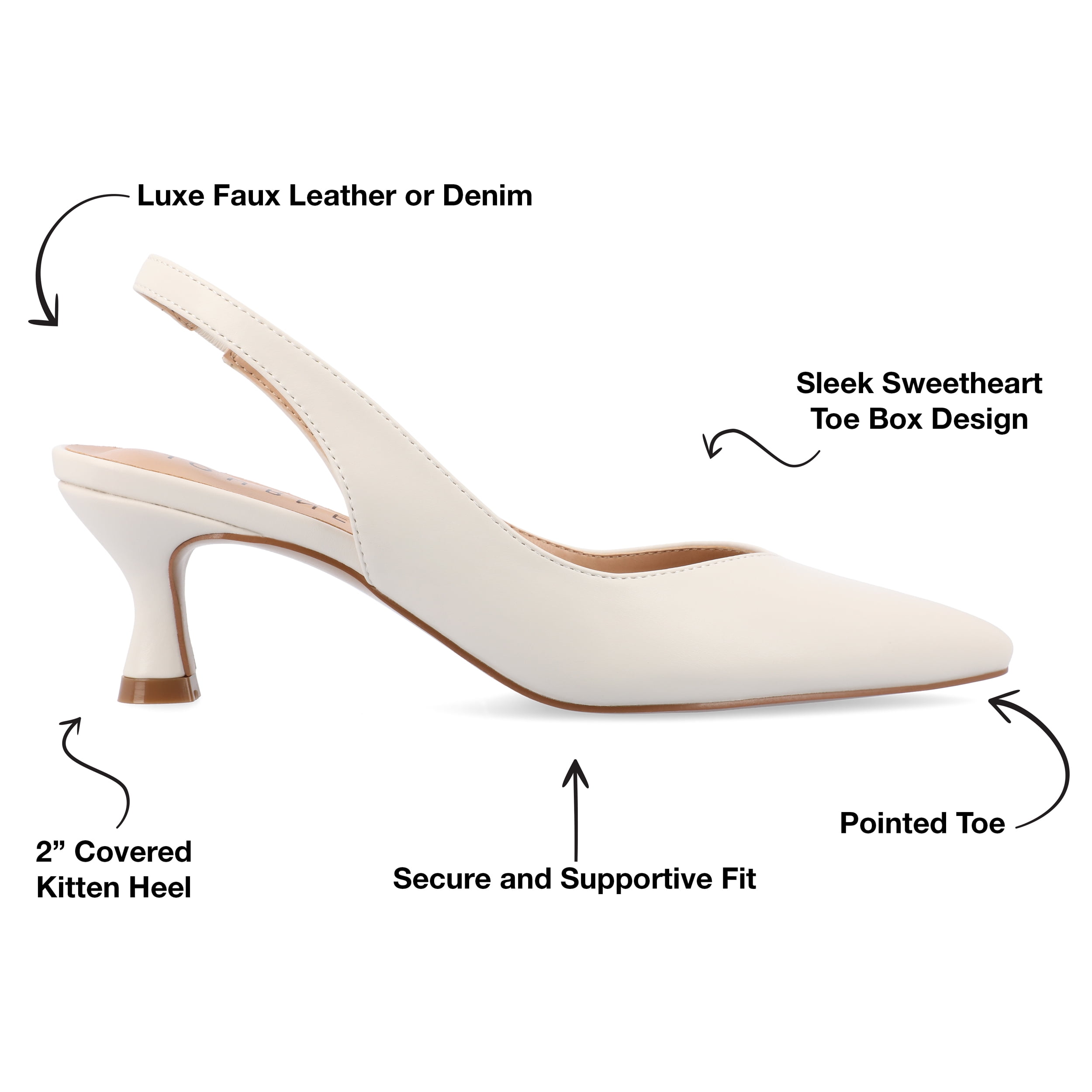 Journee Womens Mikoa Kitten Heel Sling Back Pointed Toe Pumps, Widths Available