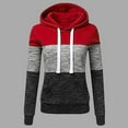 thumbnail image 3 of Women's Color Block Hoodie Trendy Slim Fit Fleece Drawstring Pullover Hooded Winter Sweatshirt Tops with Pockets (XL, Red), 3 of 4