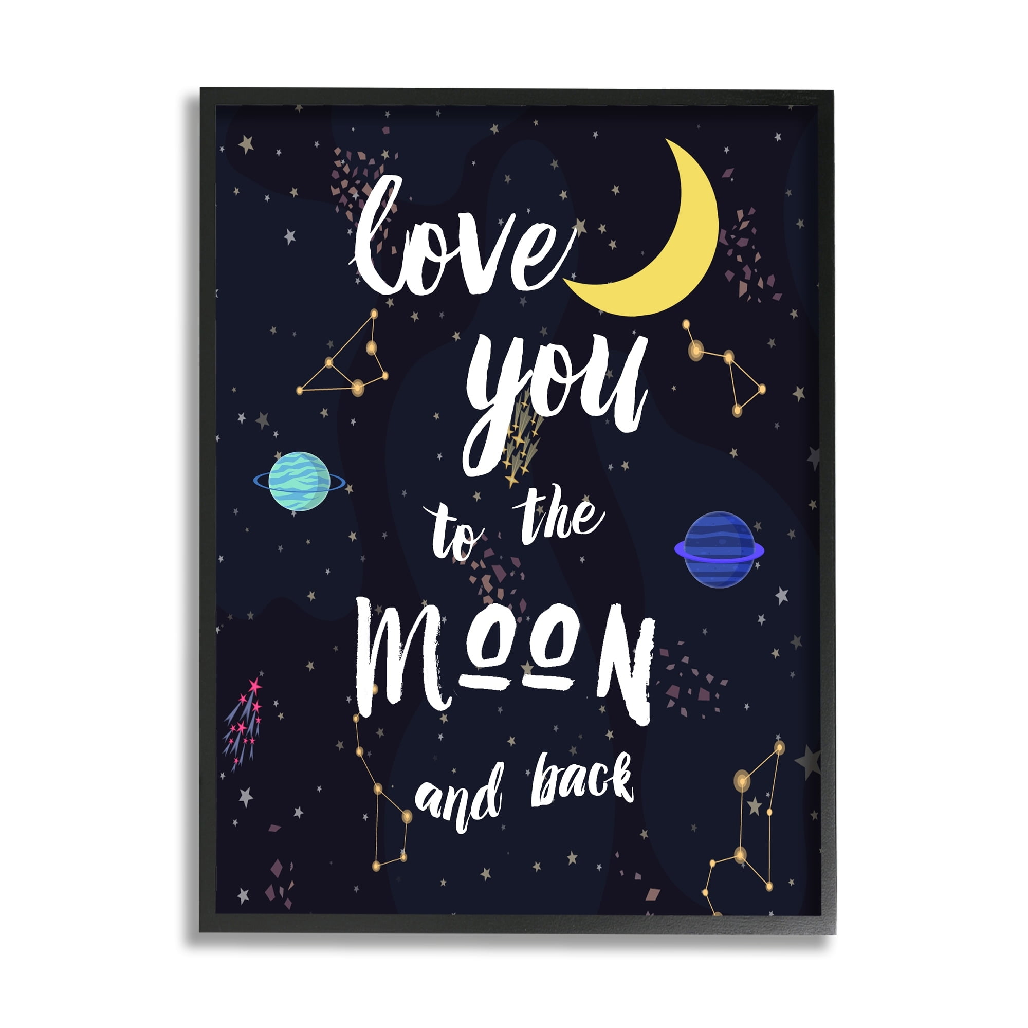 Stupell Industries Love to the Moon Motivational Phrase Outer Space Constellations,11 x 14, Design by Amanda Murray