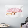 thumbnail image 1 of Nature Decor Tapestry, Watercolor Blooming Cherry Tree in the Park with Wooden Bench Floral Art Print, Wall Hanging for Bedroom Living Room Dorm Decor, 60W X 40L Inches, Pink Brown, by Ambesonne, 1 of 2